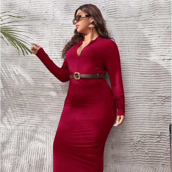 Plus Zip Up Bodycon Dress - Picture 3 of 4